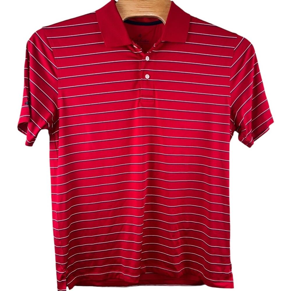 Brooks Brothers Performance Series Stripe Pique Polo Shirt Red White Men's Sz XL